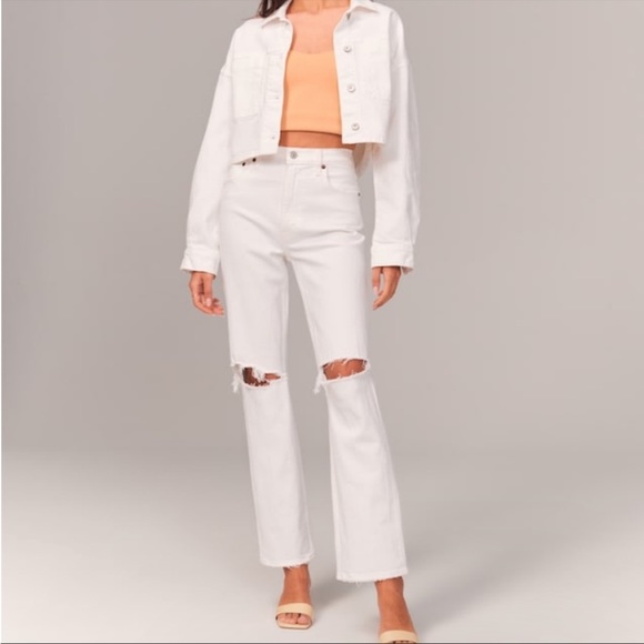 Abercrombie & Fitch Denim - Abercrombie & Fitch White Ultra High Rise 90s Straight Jean Women's Size 34/18 R